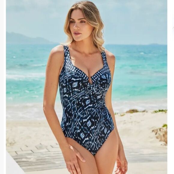 Miraclesuit Palatium Colorblock Escape One-piece Swimsuit size 16 - Picture 1 of 10